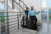 Platform lift inside office building