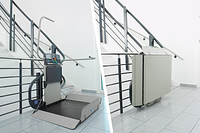 Platform lift open / closed inside office building